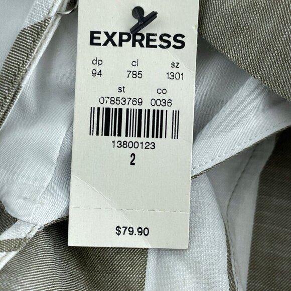 Striped Cotton Blend Midi Dress By Express Size 2 Beige & White NWT 1654 - Picture 6 of 10